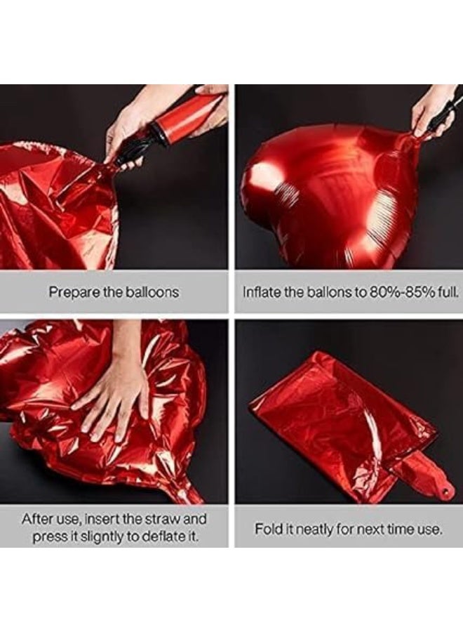 Mcolour Balloon Love Theme Red And Black Heart Shape Foil Balloons For Valentine's Day Anniversary Wedding Proposal And Birthday celebration - Image 4